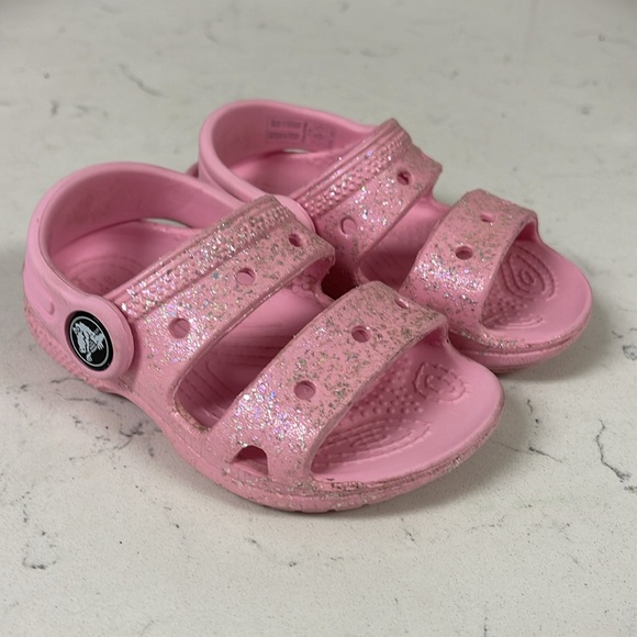 Crocs Kids' Classic Sandal Toddler Pink Glitter Size 6 Child - Picture 7 of 14